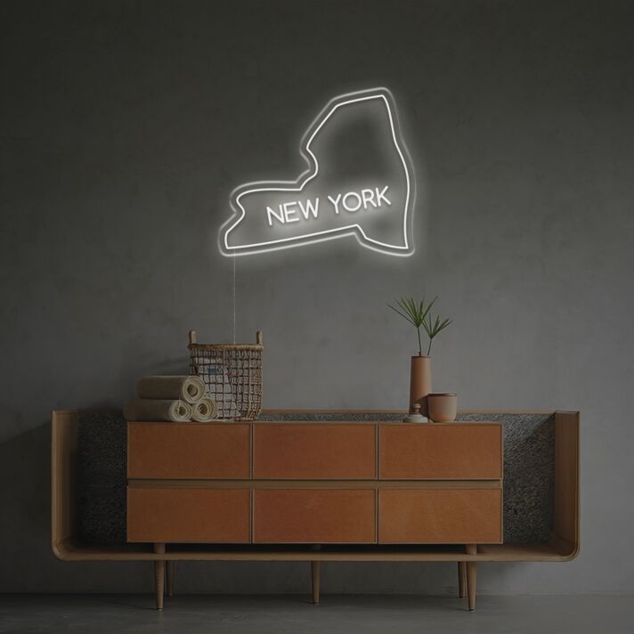 Enhance Your Space: New York Map Outline LED Neon Sign - Perfect for Bars, Offices, and Theme-Based Weddings