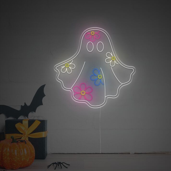 Brighten Up Your Home, Office, or Spooky-Themed Event with the Ghost With Followers LED Neon Sign.