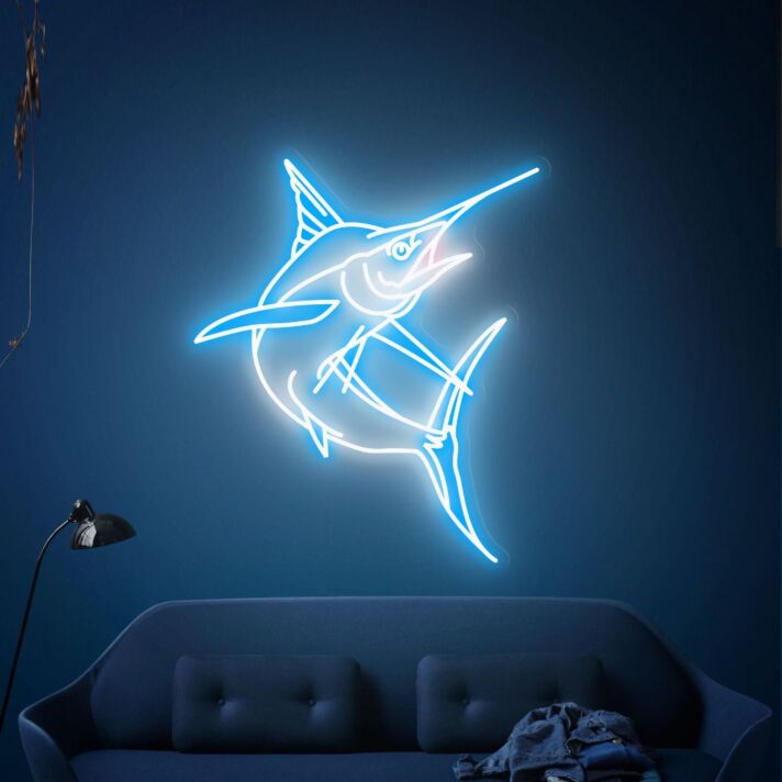 Brighten Up Your Space: Blue Marlin Fish Neon Sign, Perfect for Home, Office, or Bar Ambiance
