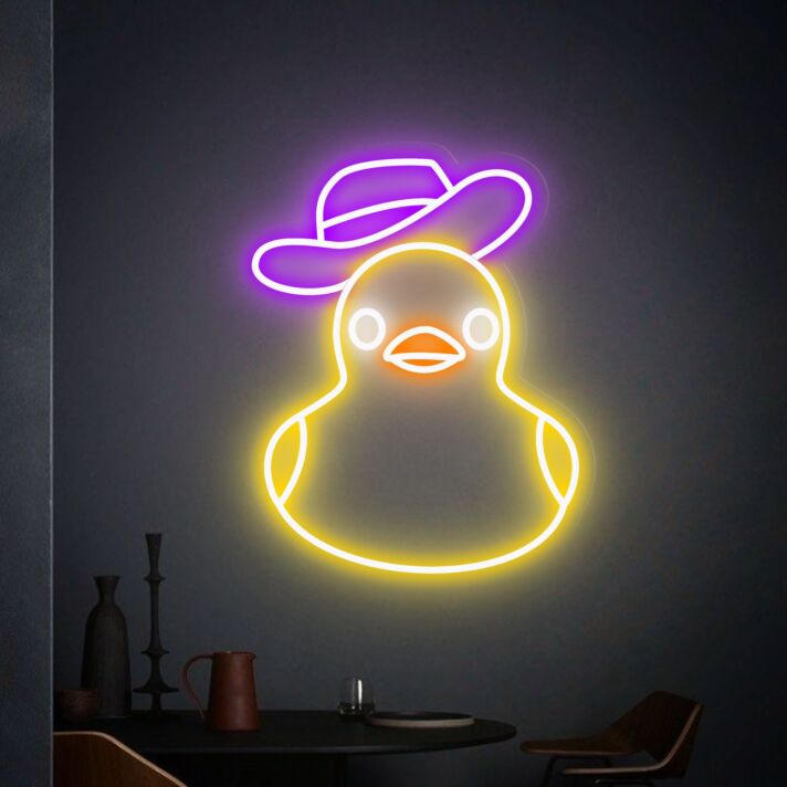 Brighten Up Your Bar, Game Room, or Man Cave with the Whimsical Cowboy Duck Led Sign - A Perfect Fusion of Fun and Light.