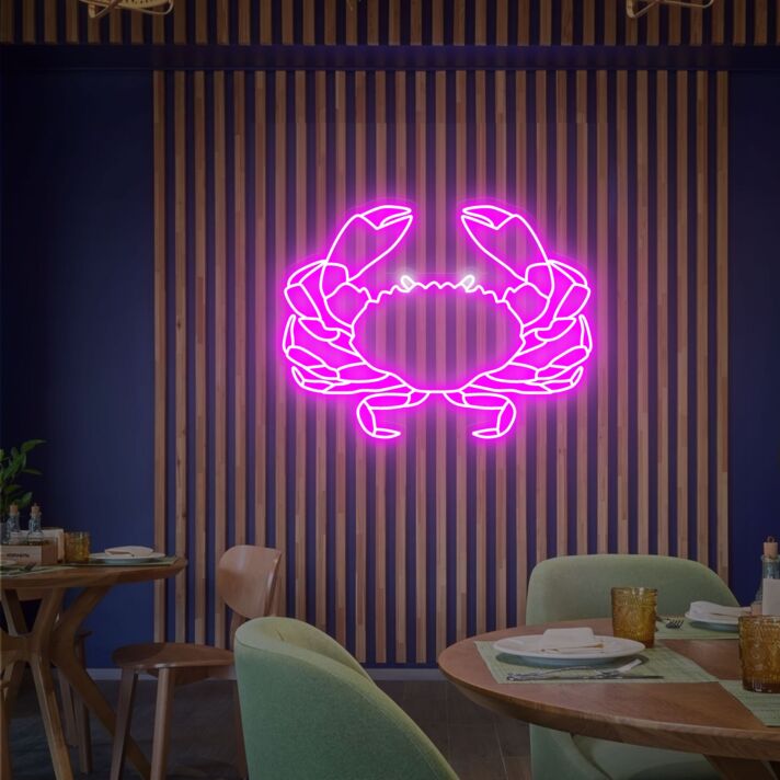 Transform Your Space into a Seaside Retreat: Perfect for Home, Bars, and Coastal Themed Parties with Crab Neon Sign Fish Neon Lights Decor Dining Room Wall Decor.