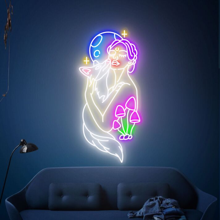 Brighten Your Bedroom, Office, and Party Ambiance with the Enchanting Fox In The Arms Of A Beautiful Woman Neon Sign Art.