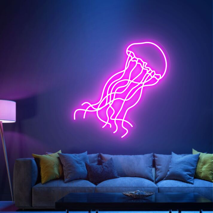 Brighten Your Space: Jellyfish Neon Sign Fish Neon Lights for Home Decor, Game Room, Bar, and Wedding Ambiance Enhancement.