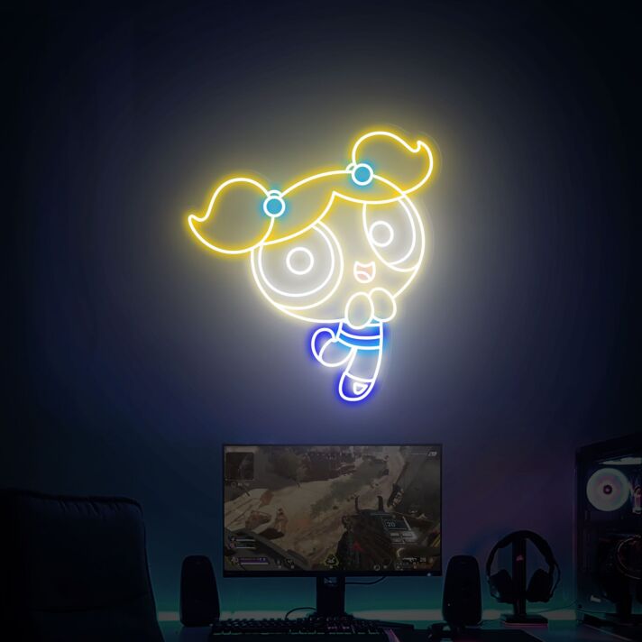 Brighten Up Your Child's Room or Cartoon-themed Party with Power Puff Girls Bubbles Neon Sign Wall Decor