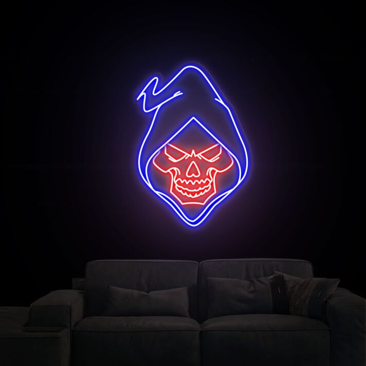 Skull Neon Sign: Elevate Your Game Room, Office, or Bar Atmosphere with Customizable Size and Color Neon Lights.