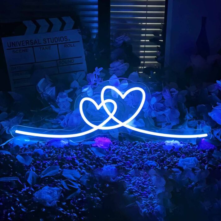 Double heart neon sign