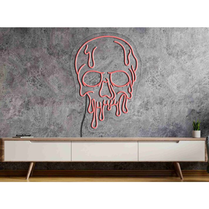 Elevate Your Space: Dripping Skull Neon Sign Wall Art for Home Decor, Office Ambiance, or Hauntingly Chic Bar and Party Settings