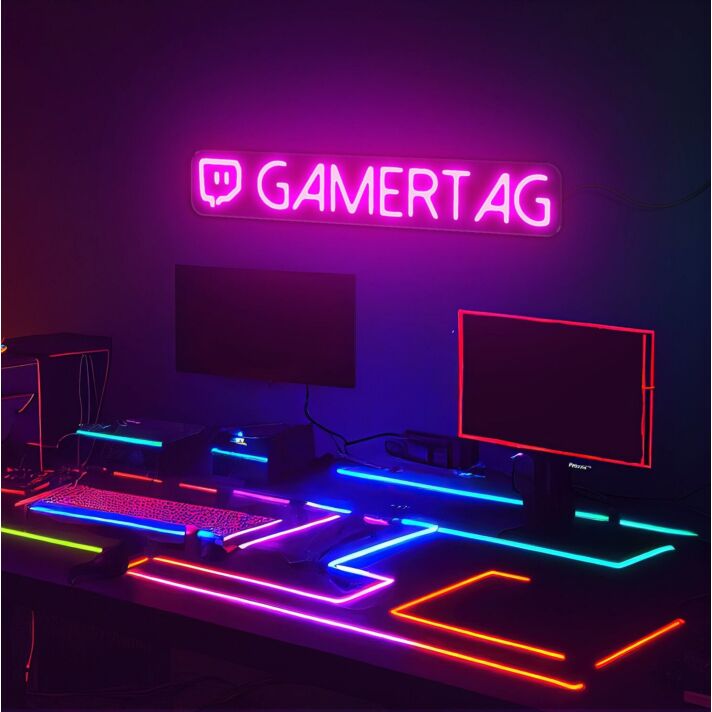 Brighten Up Your Gaming Space and Celebrate in Style with the Gamertag LED Sign - Perfect for Home Decor, Office Ambiance, or Epic Gaming Events.
