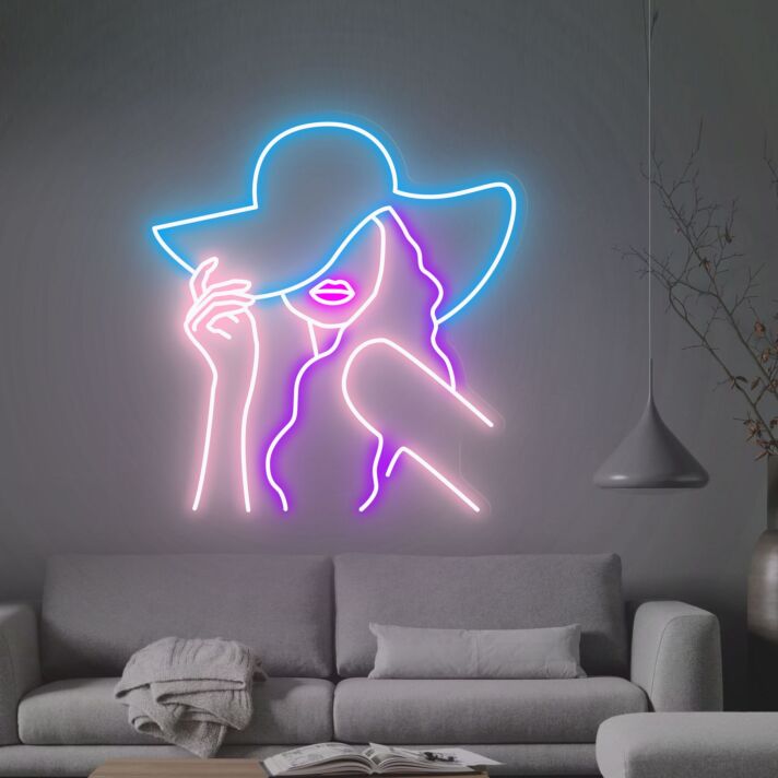 Brighten Up Your Space: Cowgirl Led Neon Sign Woman In A Cowboy Hat, Perfect for Bars, Home Decor, and Western-themed Parties.