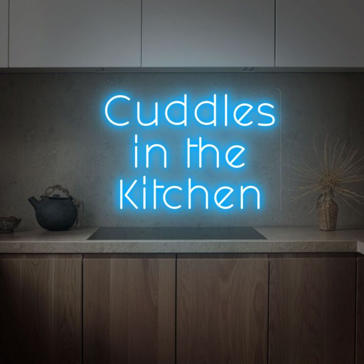 Add a Warm Glow to Your Culinary Space and Celebrations with Cuddles In The Kitchen Neon Sign Kitchen Decoration.