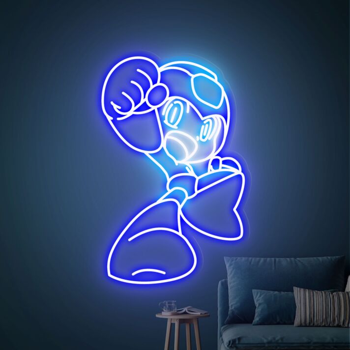 Light Up Your Gaming Sanctuary: Megaman Led Neon Sign, A Perfect Gift for Gamers and a Vibrant Addition to Home Decor, Office, or Gaming Room.