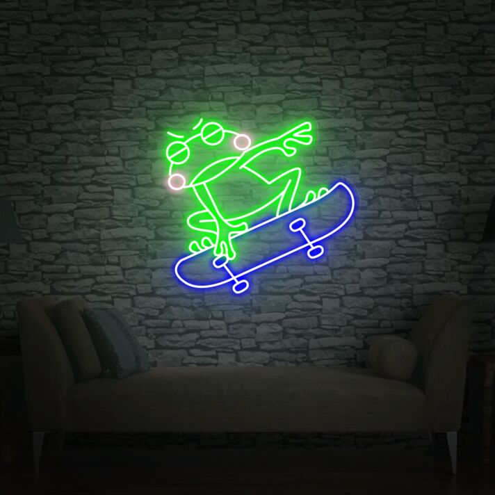 Brighten Your Skate Shop or Bedroom with Skateboard Frog- Led Neon Sign Custom Neon Neon Light - Perfect for Adding a Funky Touch to Any Space!