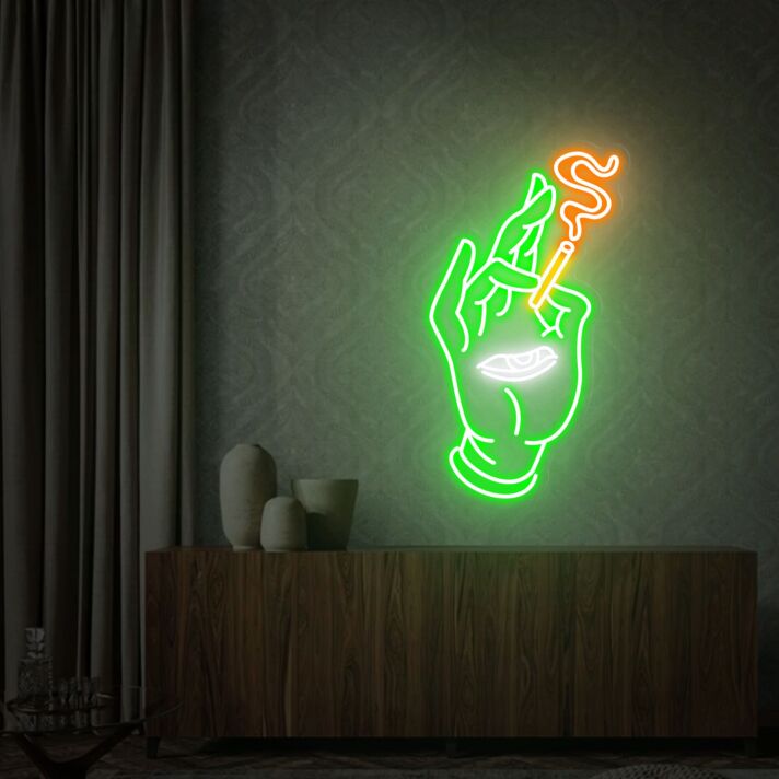 Brighten Your Home, Office, or Bar: The Versatile Smoking Hand-Eye Led Neon Sign Wall Decor Customized Led Neon Sign Neon Light Sign Art for a Unique Atmosphere.