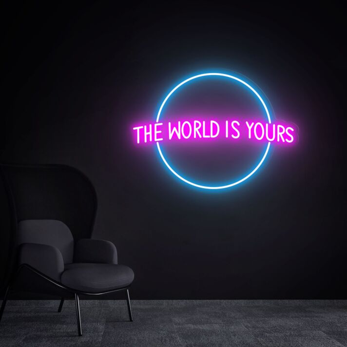Brighten Up Your Spaces: The World Is Yours Led Neon Sign for Bedroom, Office, and Special Events Home Decor.