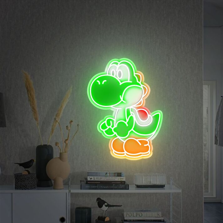 Brighten Up Your Spaces: Yoshi Led Sign Wall Art Decor - Perfect for Kids Room, Home Office, and Parties - Acrylic Board LED UV Neon Sign.