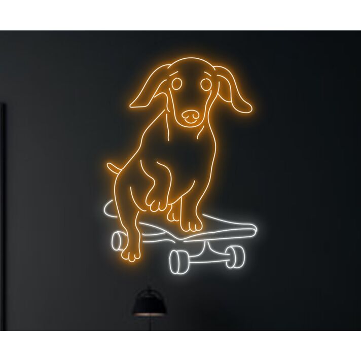 Elevate Your Space with Cute Dog Skateboarder Led Sign – Perfect for Home Decor, Bars, and Party Ambiance.
