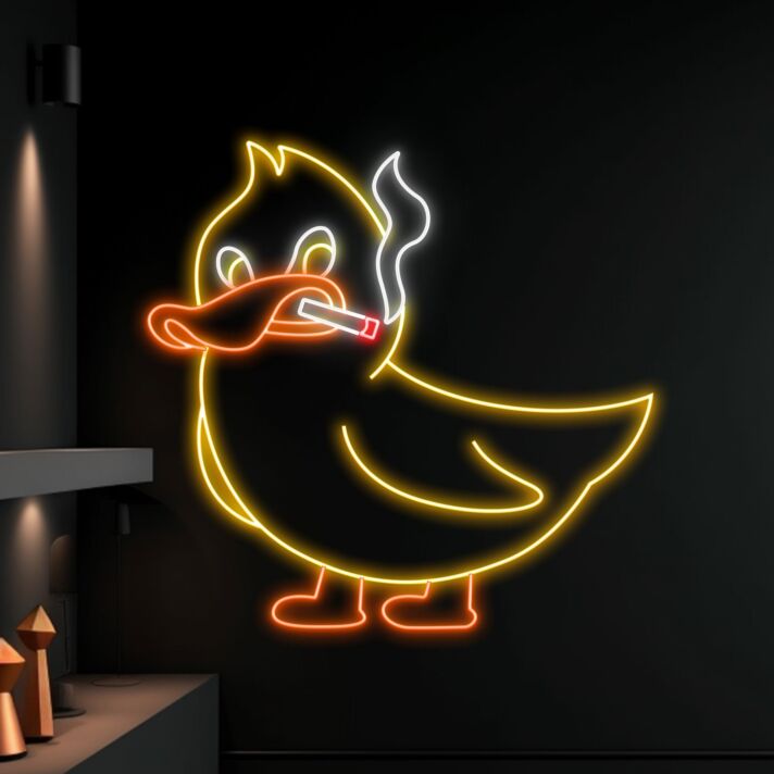 Elevate Your Bar or Store Ambiance with the Unique Duck Smoking LED Neon Sign – Perfectly Suited for Trendy Home Decor and Memorable Parties Too.