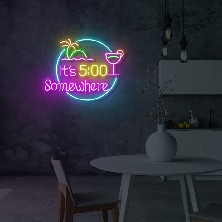 Customize It's 5 Somewhere Cocktails LED Neon Sign