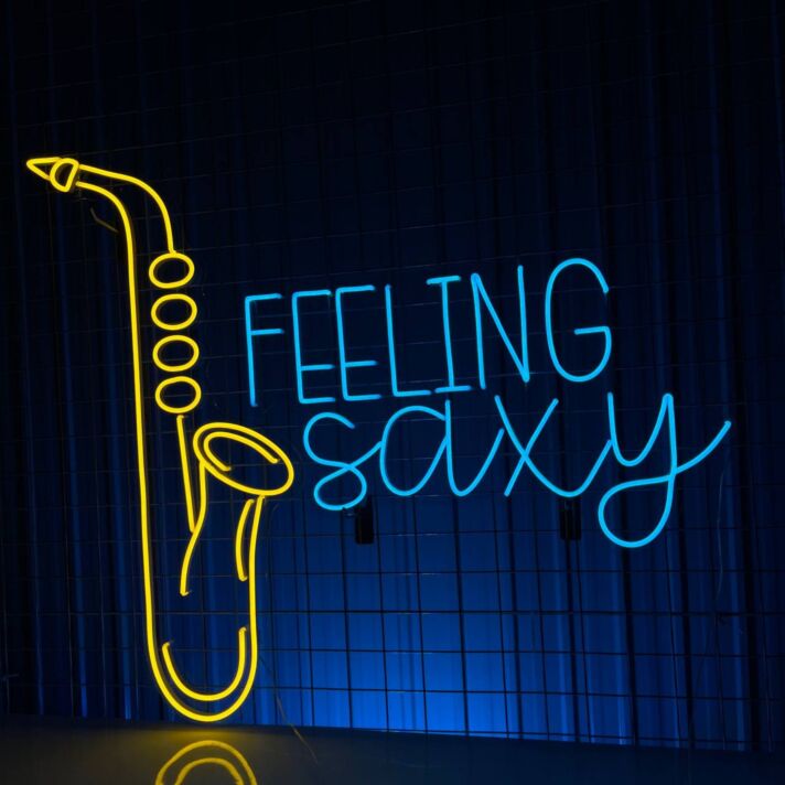 Elevate Your Jazz Nights with Feeling Saxy Led Neon Sign: Perfect for Bars, Clubs, Music Studios, and Home Decor.