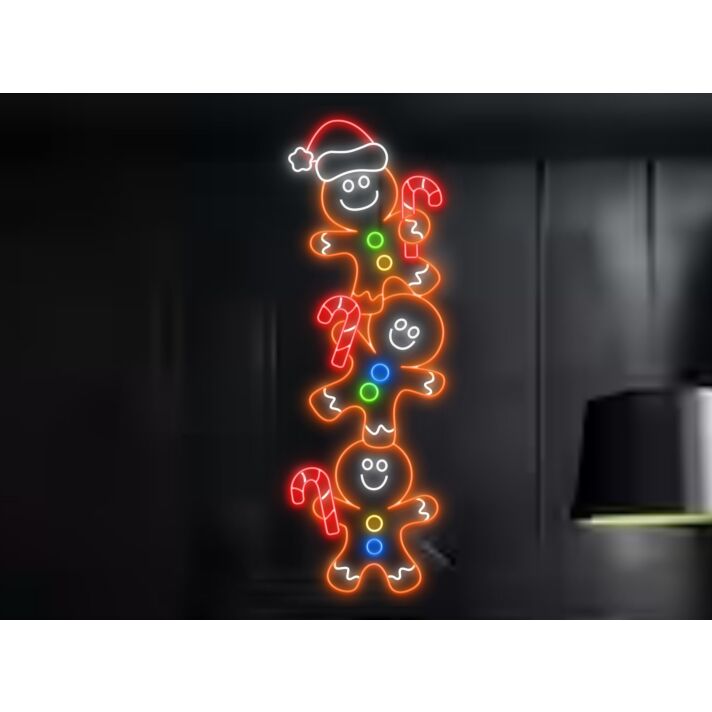 Brighten Your Holiday Festivities and Spaces: Funny Gingerbread Led Neon Sign for Christmas Party, Home, and Office Decor.