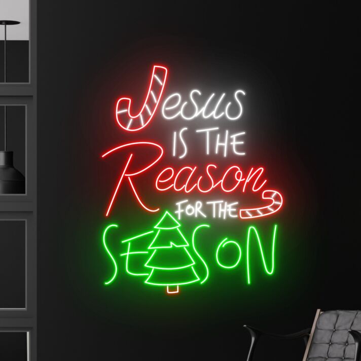 Brighten Your Holiday Celebrations at Home or Church with the Jesus Is The Reason For The Season Led Neon Sign Christmas Decor