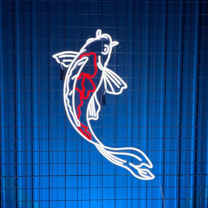 Brighten Your Space with Koi Fish Led Neon Sign: Perfect for Animal Lovers, Enhancing Restaurant Ambiance, and Adding a Unique Touch to Weddings and Parties.