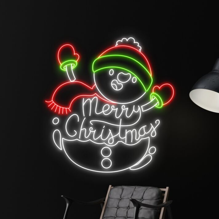 Merry Christmas Snowman Led Neon Sign Custom Snowman Christmas Led Sign