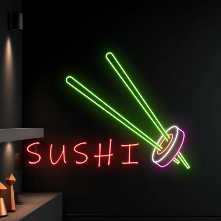 Sashimi Japanese Logo Deco Sushi Hanging Led Neon Sign Light Sushi Store Wall Deco