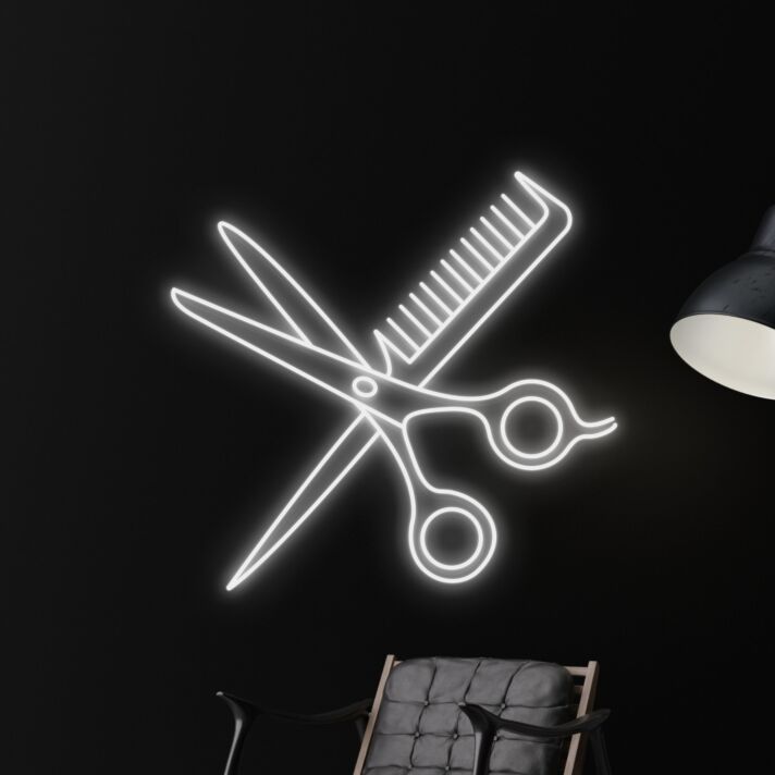 Scissors And Comb Neon Led Sign Welcome Spa Logo Deco Barber Led Neon Light