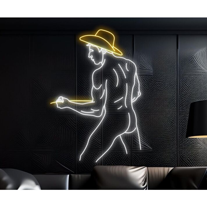 Sexy Bikini Cowboy Man Texas Led Neon Sign Sexy Body Gay Man Cowboy Hat Led Sign