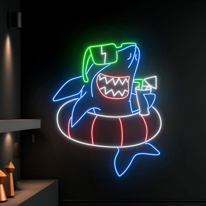 Shark Swimming Led Neon Sign Funny Shark Led Sign Cool Shark Neon Light