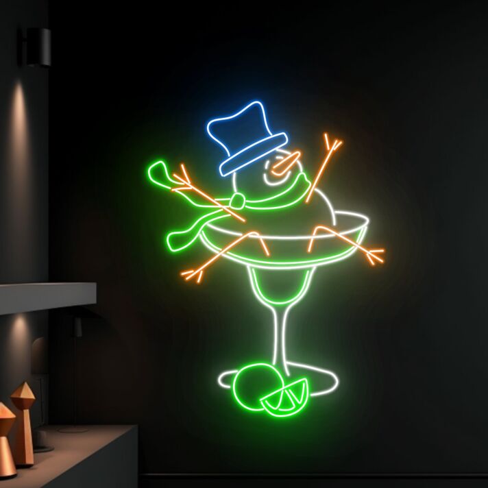 Snowman Margarita Led Neon Sign Restaurant Decor