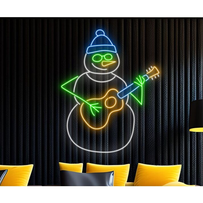 Snowman Play Guitar Christmas Led Neon Sign Snowman Merry Christmas Led Sign