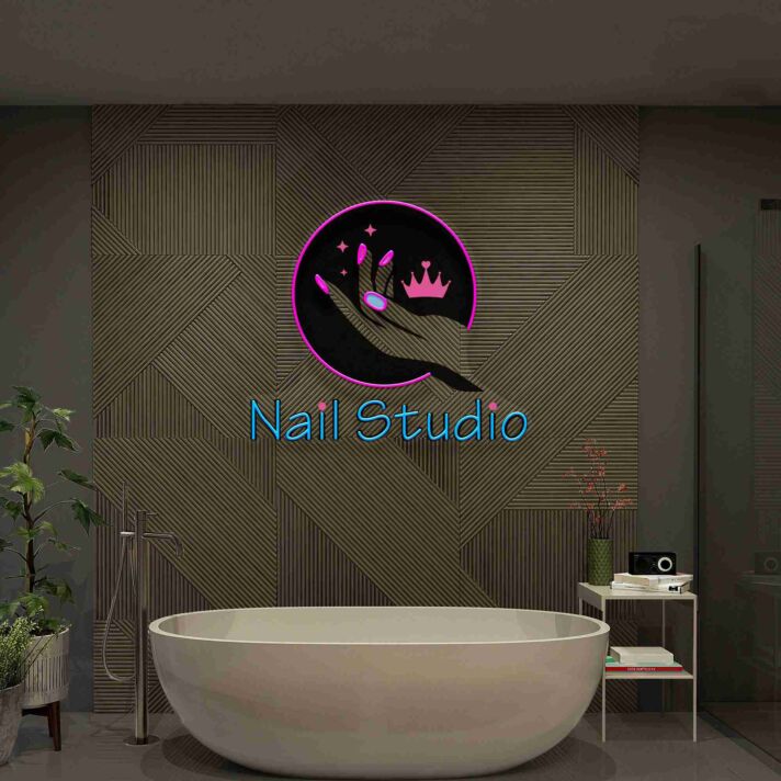 Hand Nails Studio Store Sign Hand And Lashes Led Uv Neon Sign
