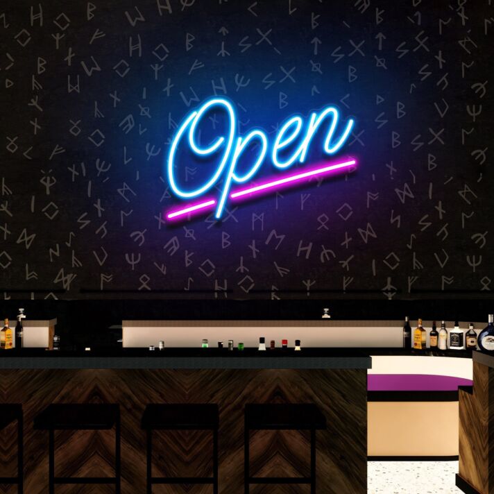 Neon Sign For Business Open Bar Led Lights