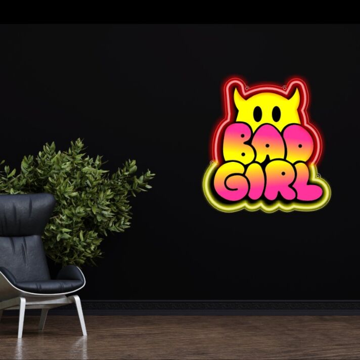 Bad Girl Uv Printed Neon Artwork Embrace Your Rebel Spirit