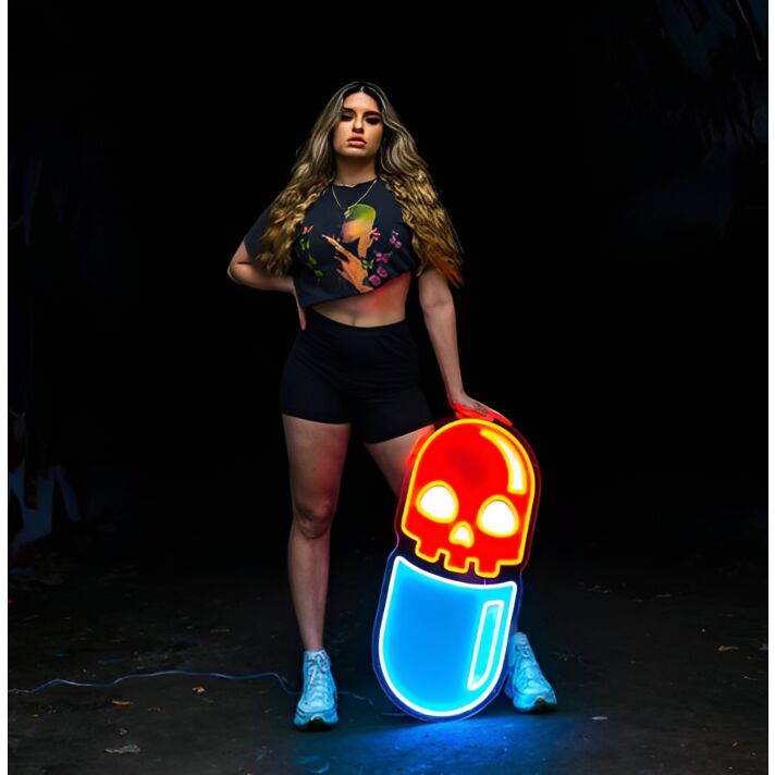 Chill Pill Neon Artwork Serene And Stylish