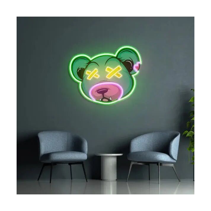 Dead Bear Cartoon Uv Light Neon Art And Installation Set