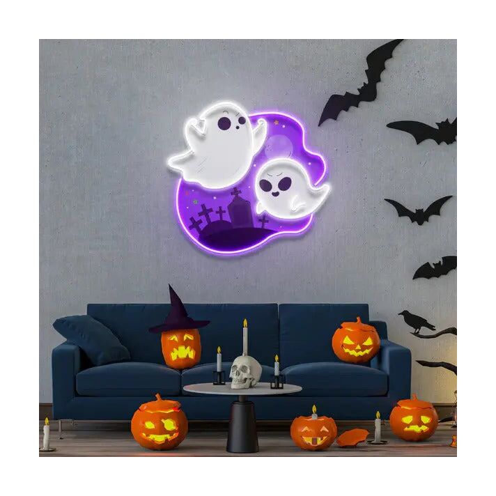 Ghost Halloween Day Uv Light Neon Art And Quick Install Kit