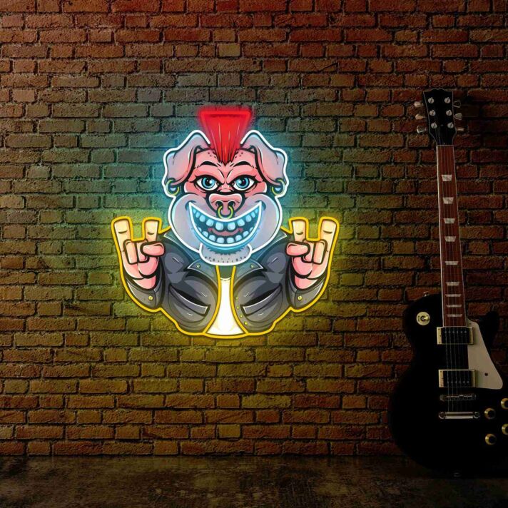 Rockstar Pig Uv Light Durable Neon Art For Your Home