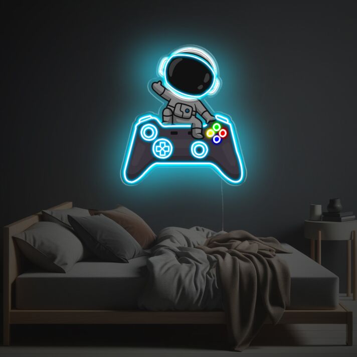 Astronaut With Gamepad LED Neon Acrylic Artwork