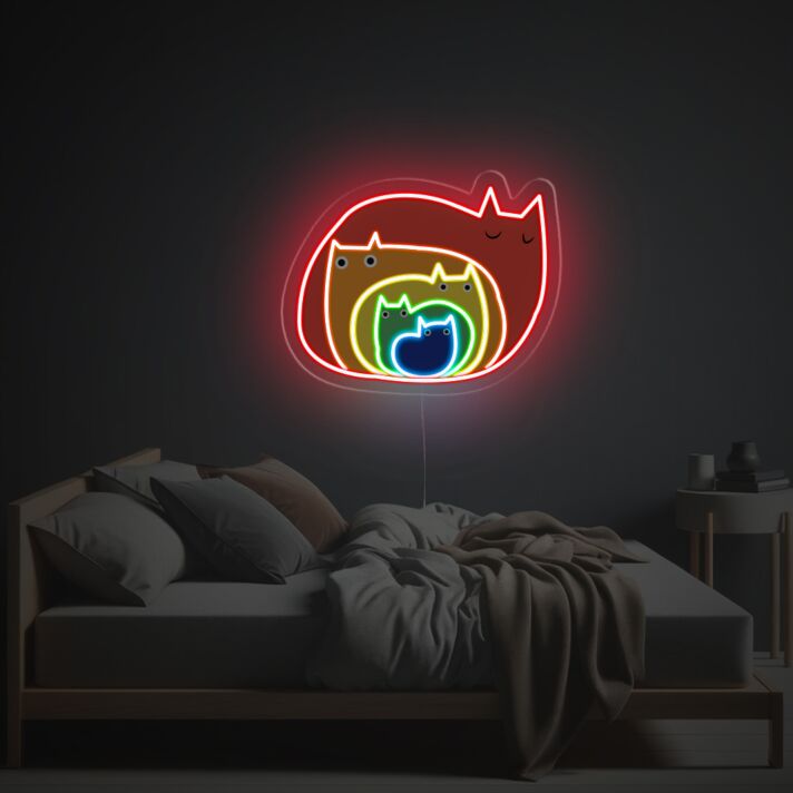 Colorful Cats LED Neon Acrylic Artwork