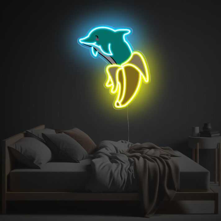 Dolphin Banana LED Neon Acrylic Artwork
