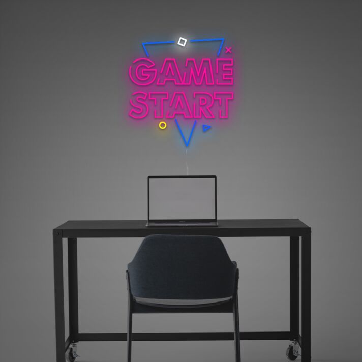 Game Start With Triangle LED Neon Sign