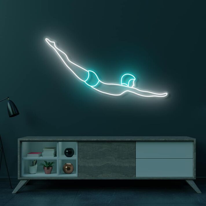 Cyan Diver LED Neon Sign