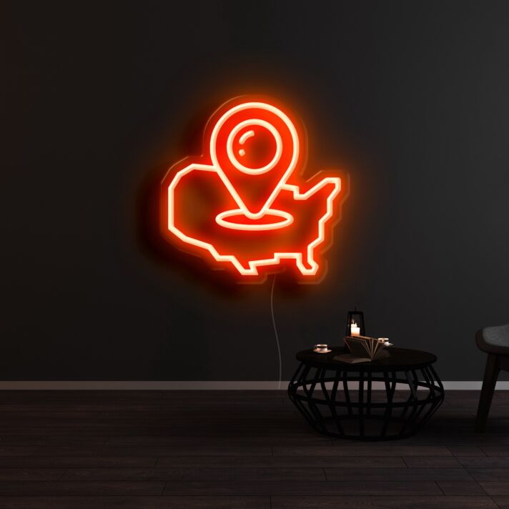 Mexico Map Pin Neon Sign