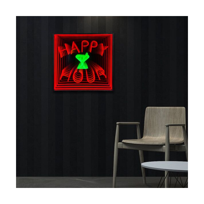 Happy Hour Infinity Mirror Neon Sign
