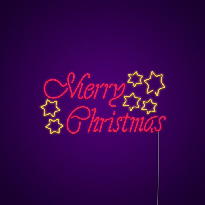 Merry Christmas Stars Neon Sign