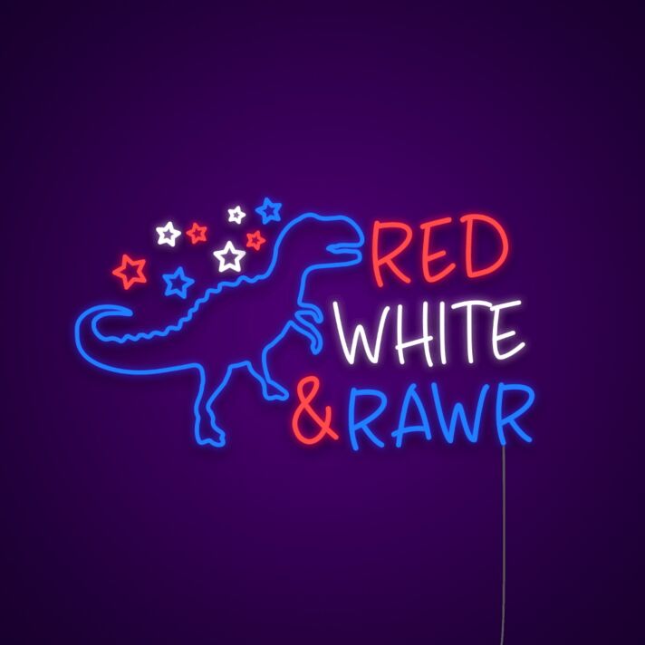 Red White and Rawr Neon Sign