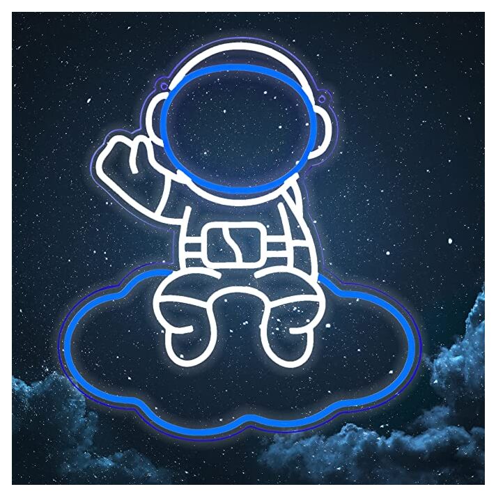 Astronaut Sitting on Clouds Neon Sign